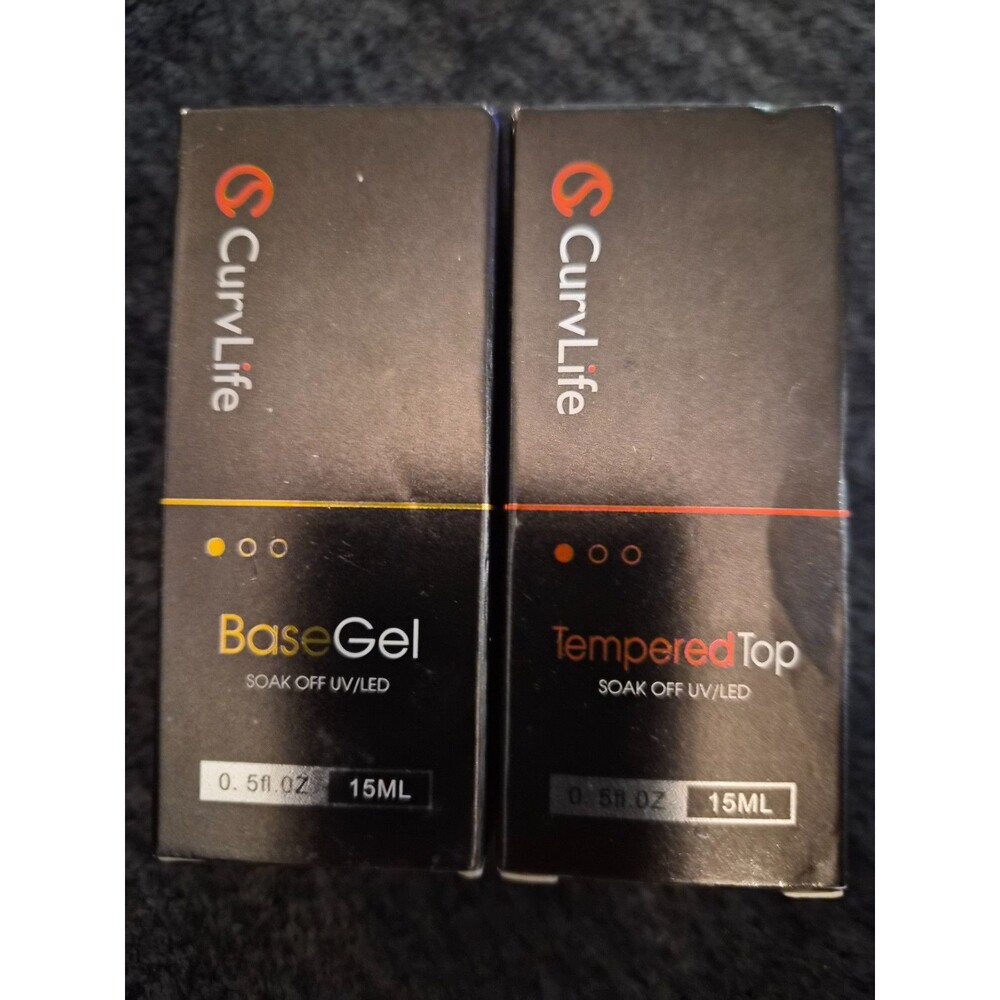 Lot of 2, CurvLife Includes a Base Gel and Tempered Top UV LED 15ml each NEW